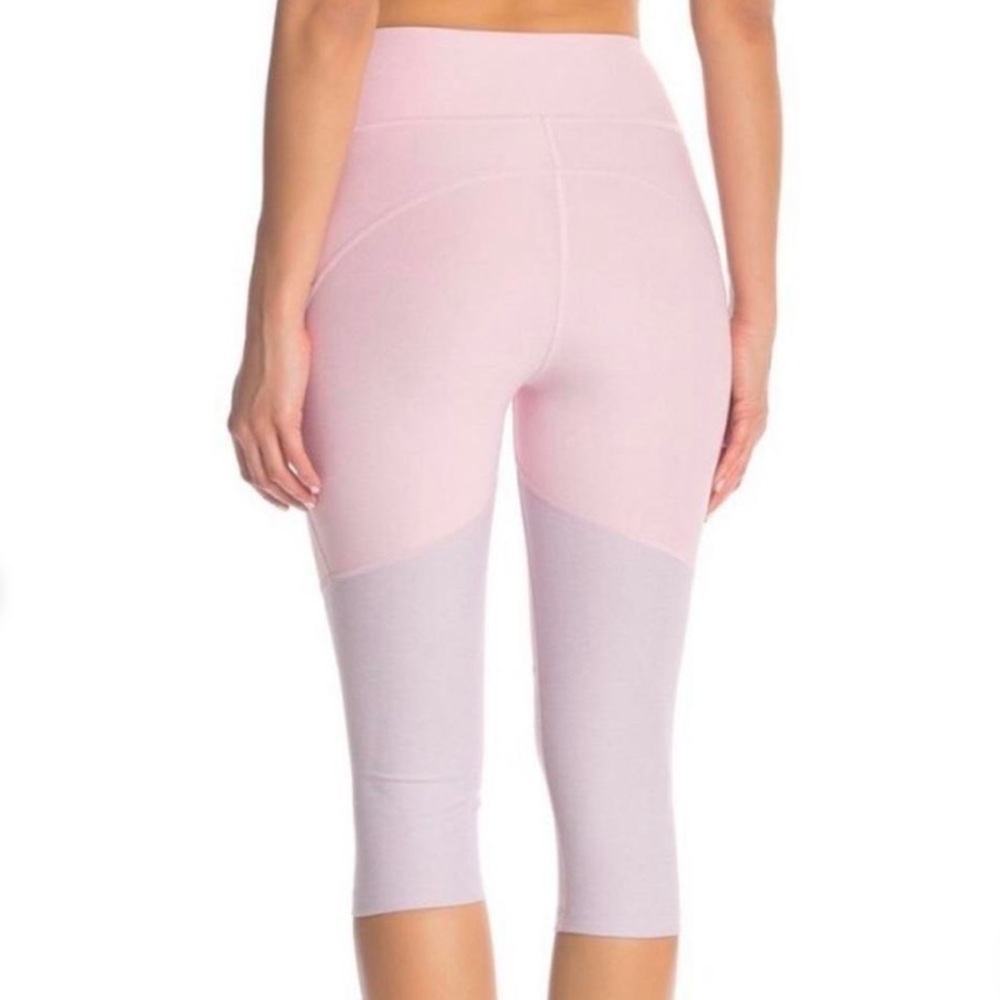 Outdoor Voices pink and purple Color-block cropped legging